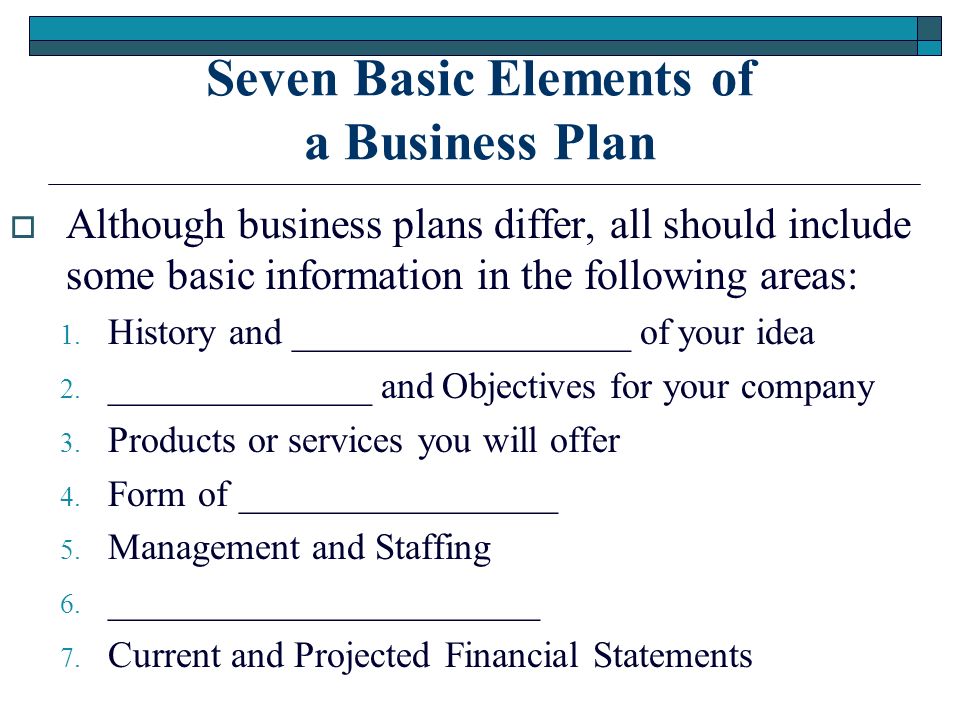 five elements business plan
